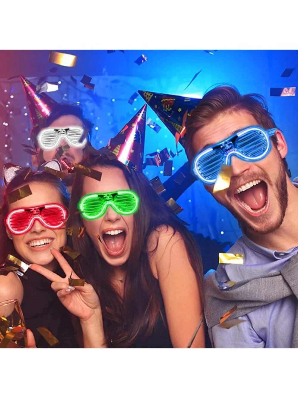 Glow in the Dark LED Glasses Bulk - 100 Pack Colorful Light Up Party Favors
